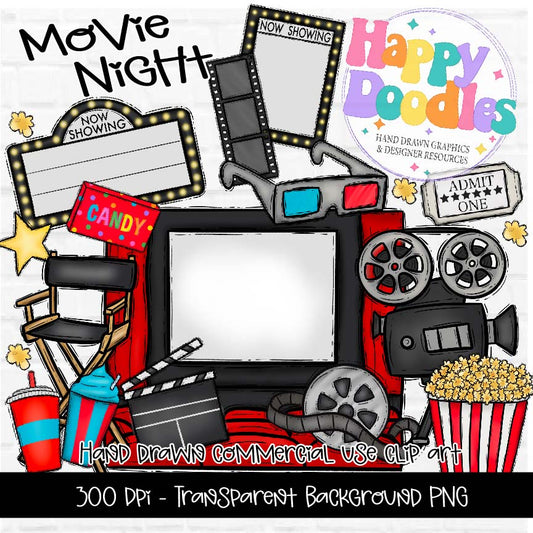 Movie Night Commercial Use Clipart Graphics 2024