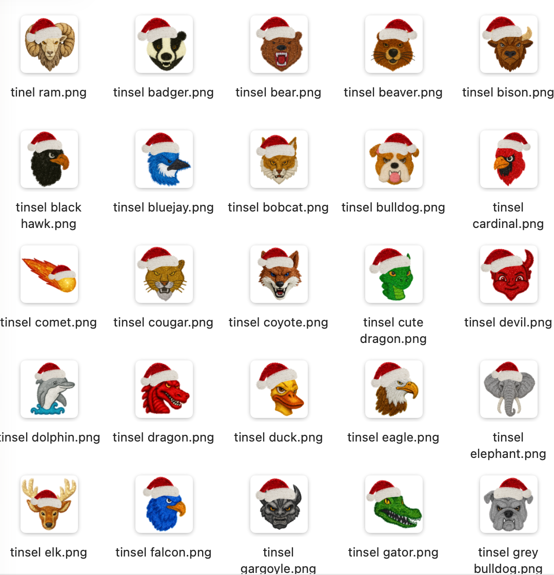 Faux Tinsel Mascot Bundle | Printable PNG Clipart Collection - Happy Doodles Designs