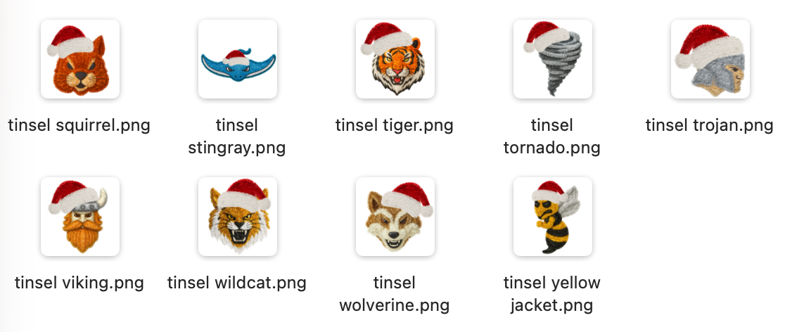 Faux Tinsel Mascot Bundle | Printable PNG Clipart Collection - Happy Doodles Designs