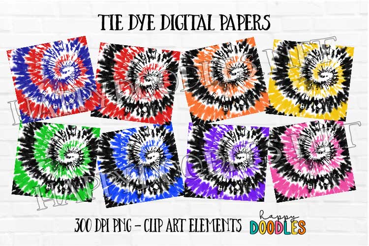 Tie Dye Digital Papers - Background - 3 Color