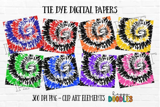 Tie Dye Digital Papers - Background - 3 Color