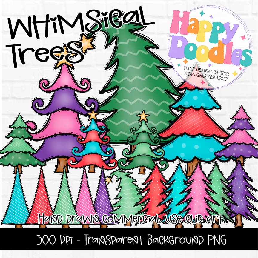 Whimsical Trees Clipart Graphics 2024