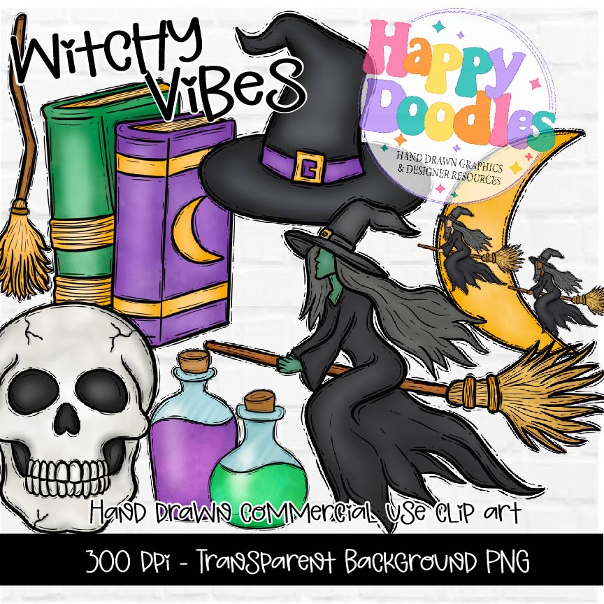 Witchy Vibes Clipart Graphics 2024