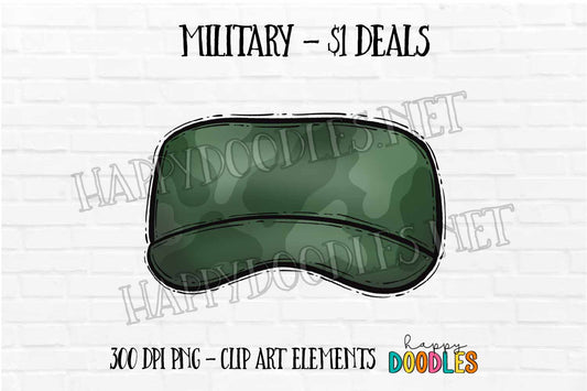 USA Military Hat - $1 Deal - Hand Drawn Commercial Use Clipart Graphics