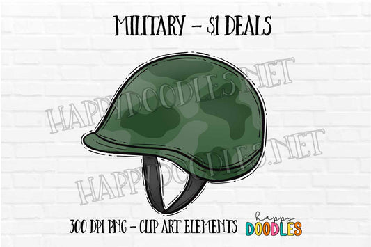 USA Military Hat - $1 Deal - Hand Drawn Commercial Use Clipart Graphics