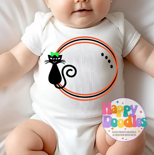 Cat Bow Monogram Frame SVG | Spooky Cute Monogram Frame for Cricut & Silhouette