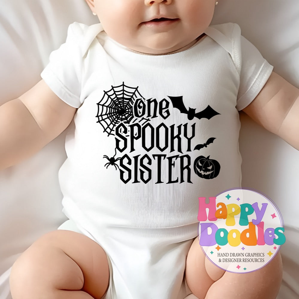 One Spooky Sister SVG | Cute Halloween Family SVG for Crafts