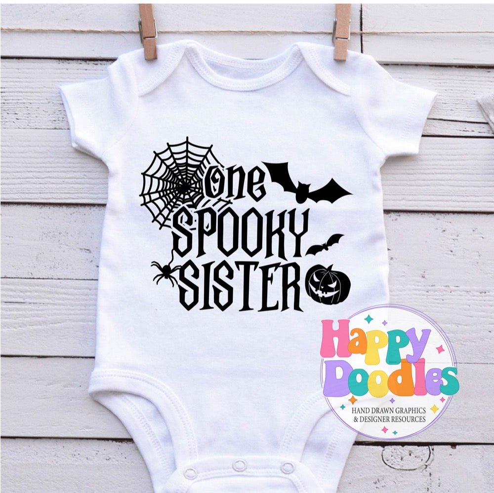 One Spooky Sister SVG | Cute Halloween Family SVG for Crafts