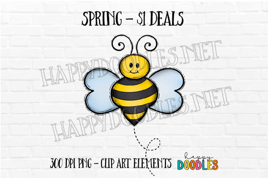 Cute Bumble Bee -  Spring $1 Deal - Hand Drawn Commercial Use Clipart Graphics