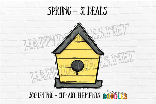 Bird House -  Spring $1 Deal - Hand Drawn Commercial Use Clipart Graphics