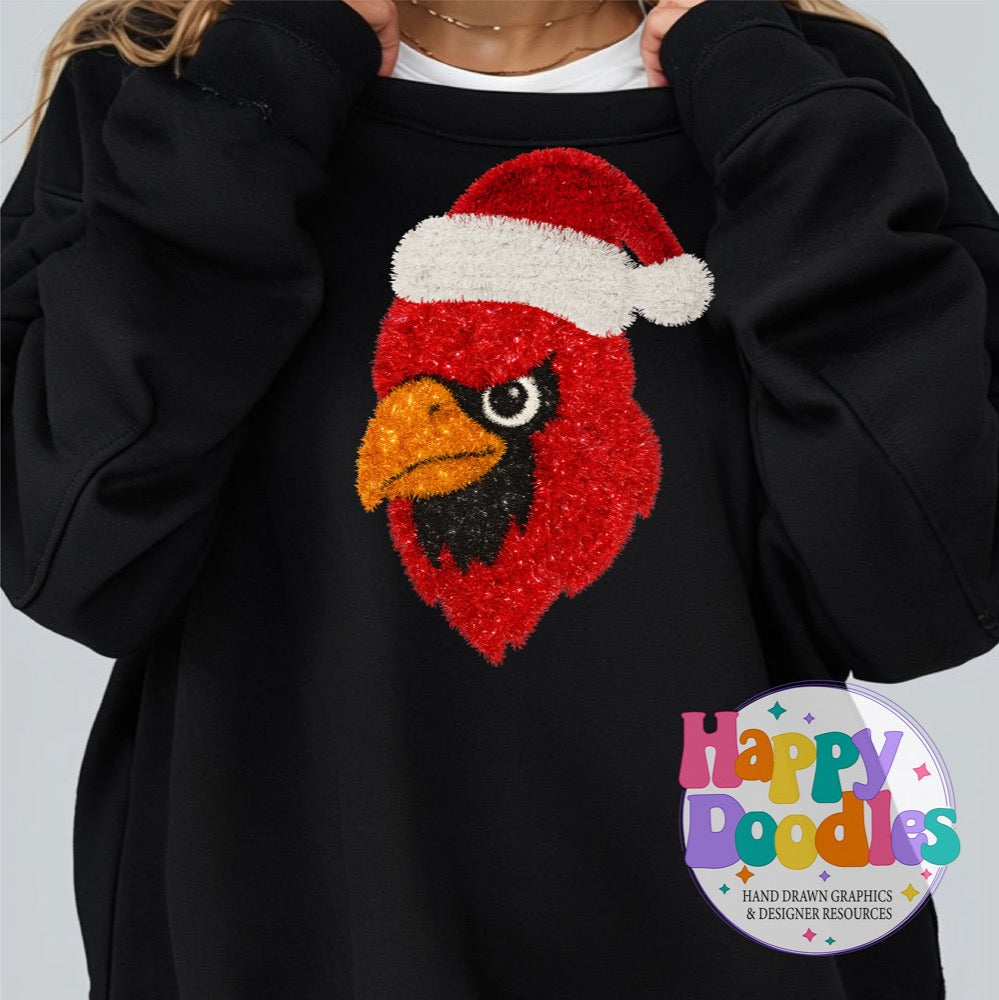 Cardinal Faux Tinsel Christmas Mascot Printable PNG