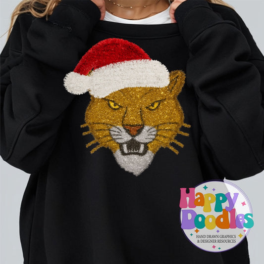Tinsel Cougar Faux Tinsel Mascot | Printable PNG Clipart