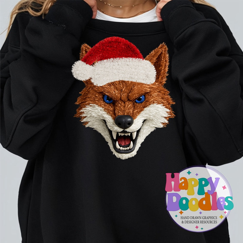 Coyote Faux Tinsel Christmas Mascot Printable PNG