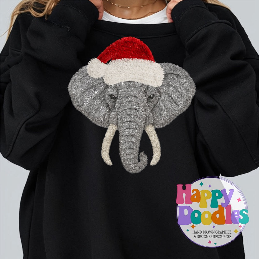 Elephant Faux Tinsel Christmas Mascot Printable PNG