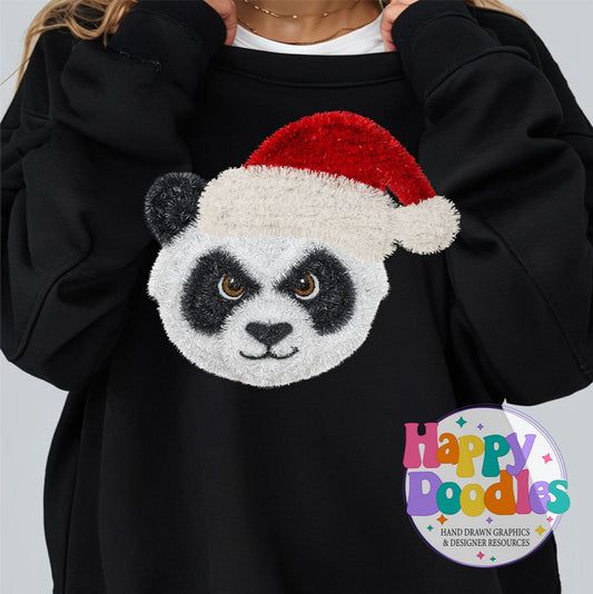 Panda Faux Tinsel Christmas Mascot Printable PNG