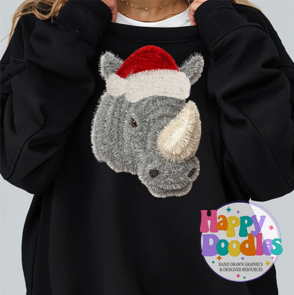 Rhino Faux Tinsel Mascot Printable PNG Clipart