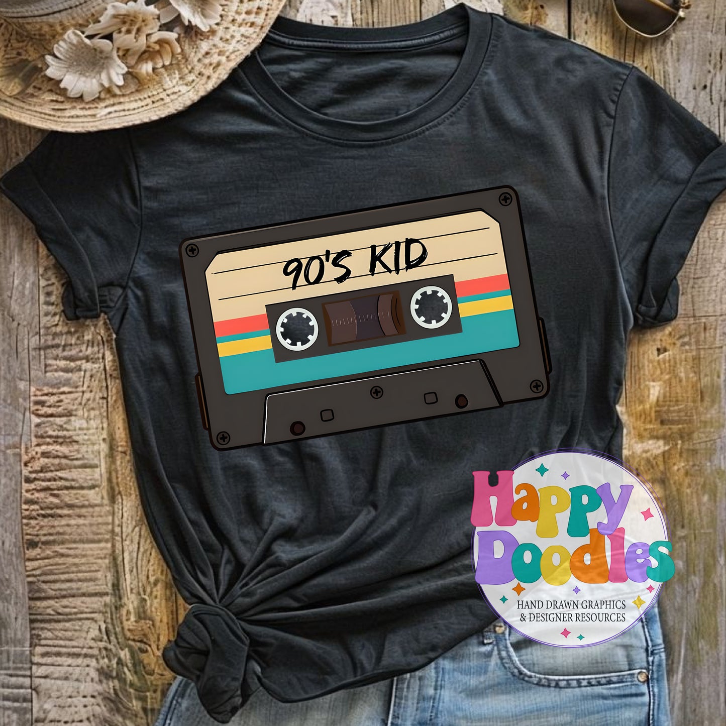 90s Kid Tape Printable PNG for Sublimation & Crafts - Happy Doodles Designs