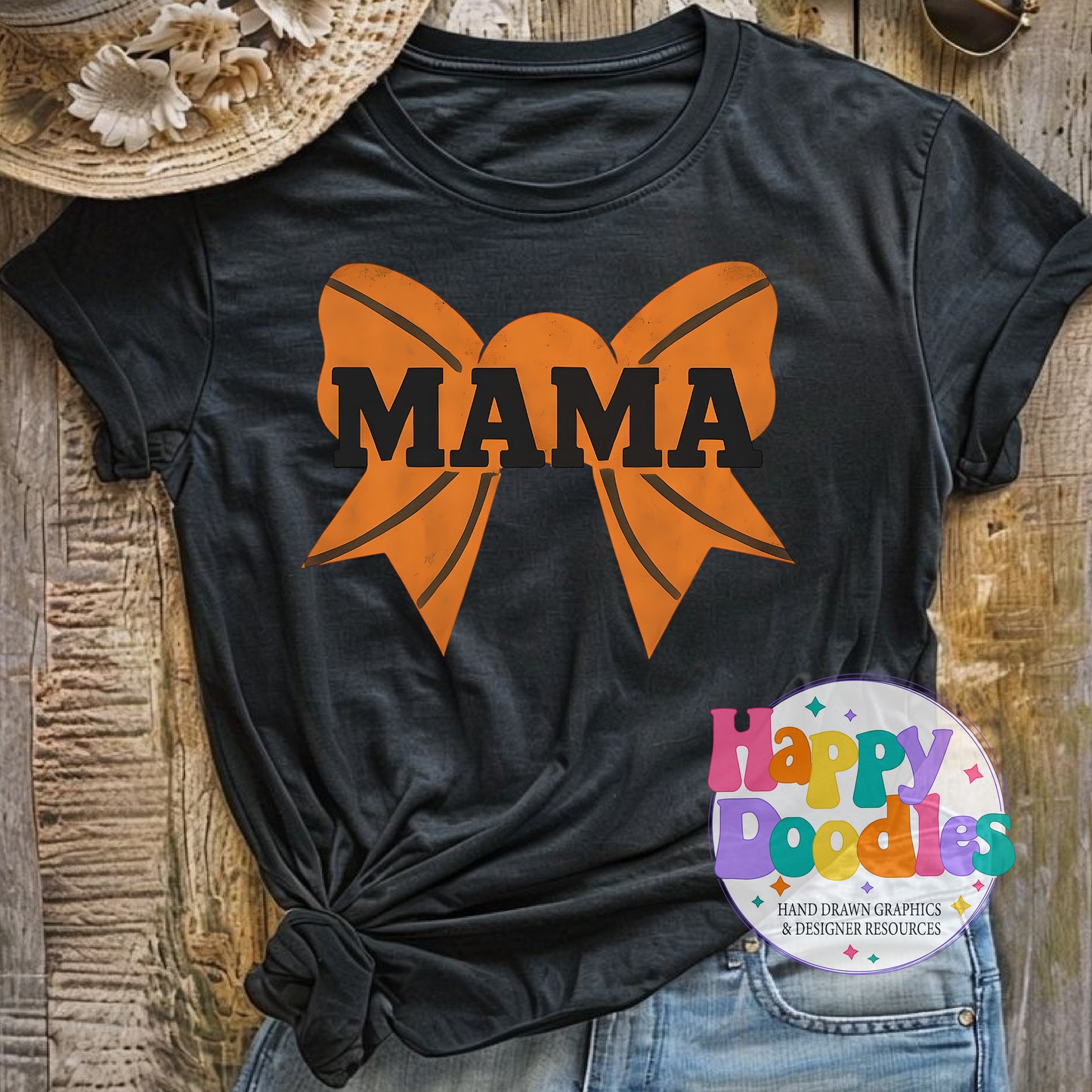 Basketball Mama Bow High Resolution Printable PNG - Happy Doodles Designs