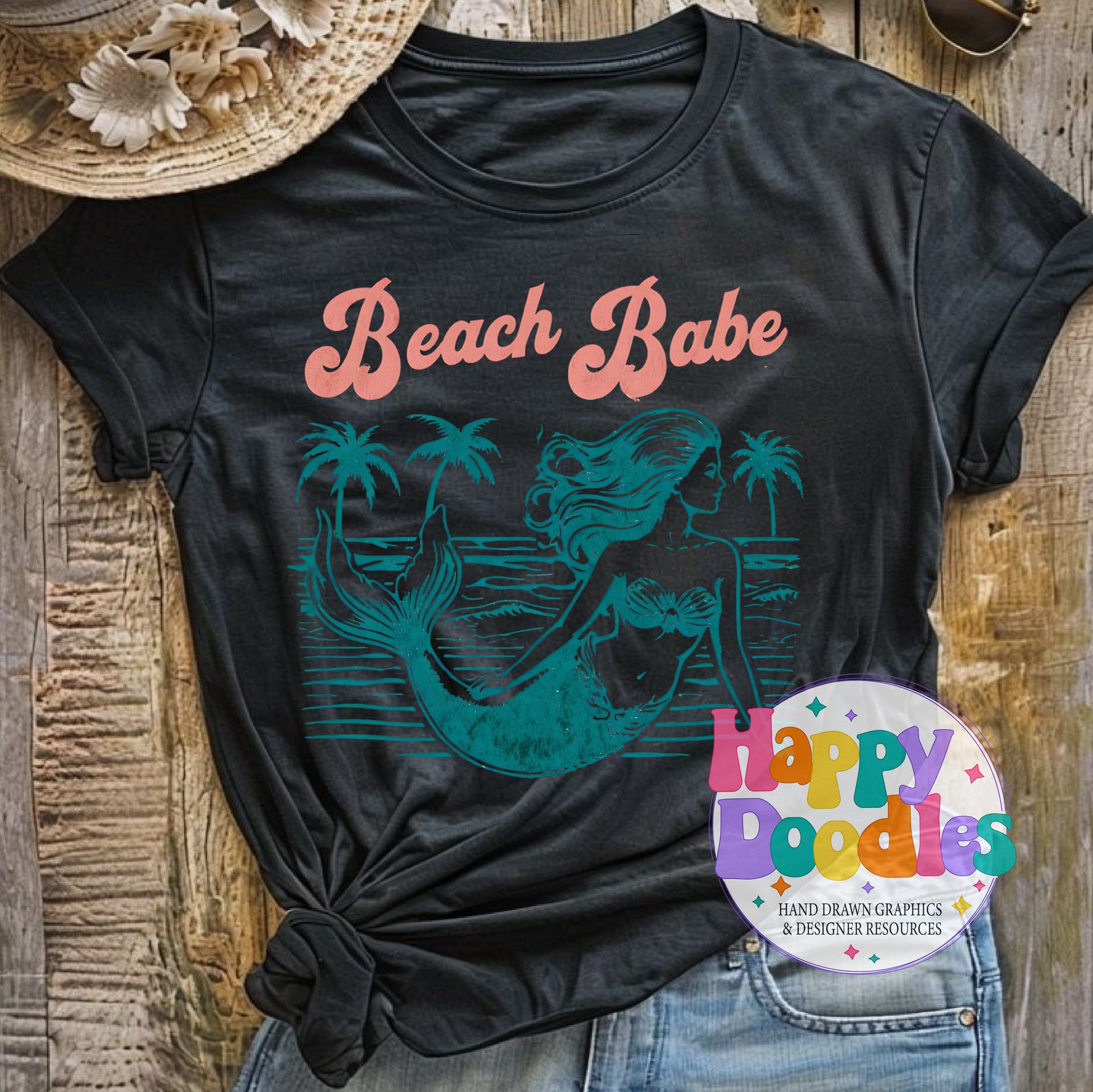 Beach Babe High Resolution Printable PNG - Happy Doodles Designs
