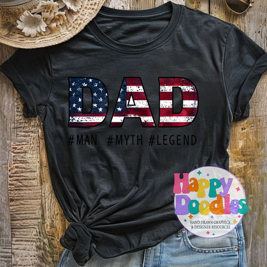 Dad Man Myth Legend T-Shirt Printable PNG Download - Happy Doodles Designs