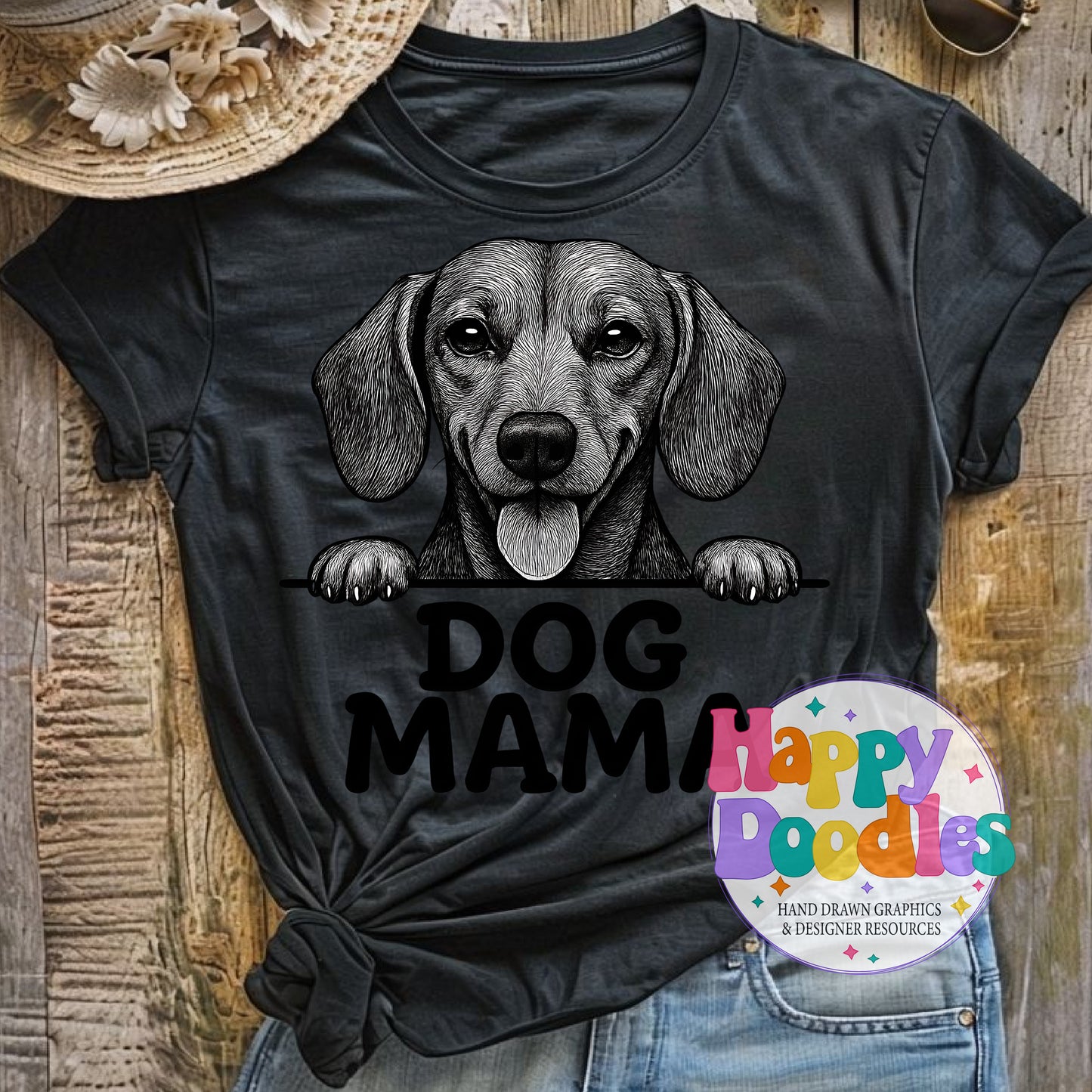 Dog Mama Dachshund Printable PNG for Sublimation & Crafts - Happy Doodles Designs