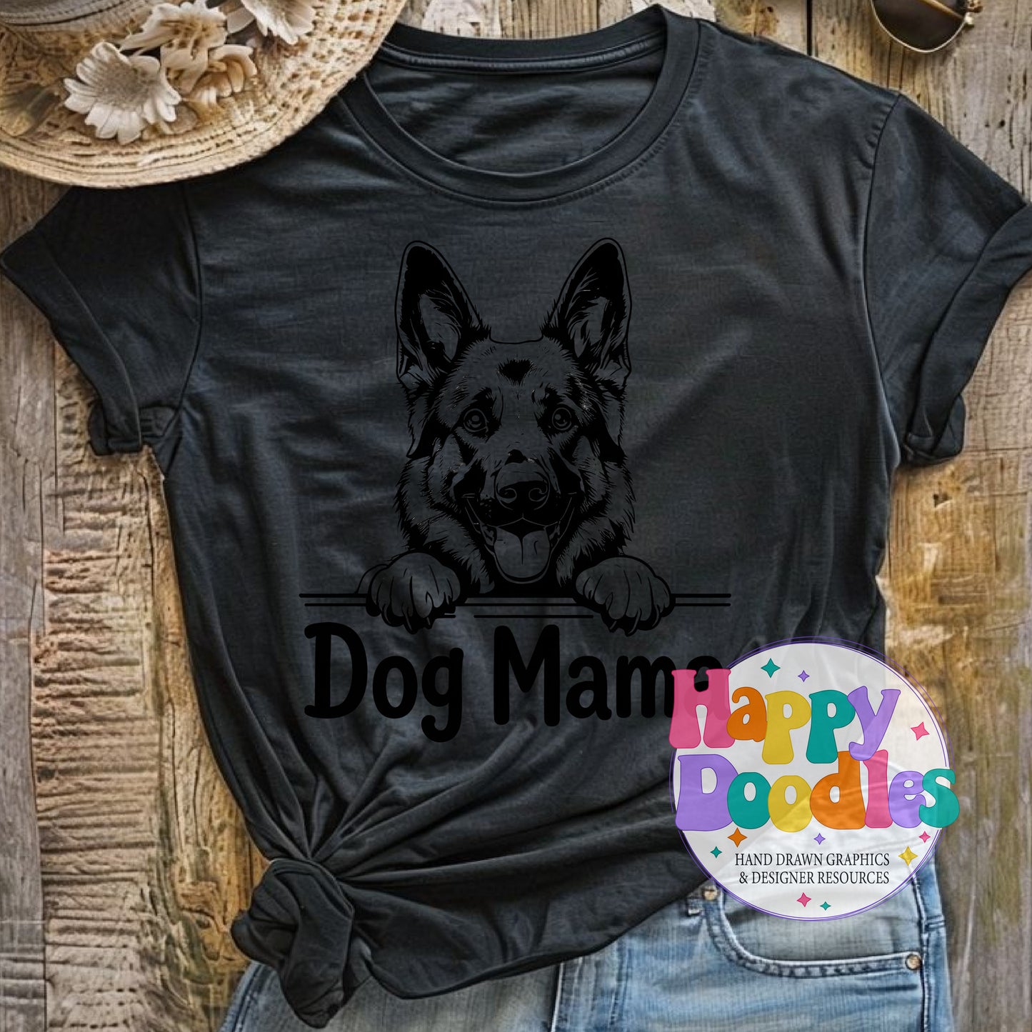 Dog Mama German Shephard High Resolution Printable PNG - Happy Doodles Designs