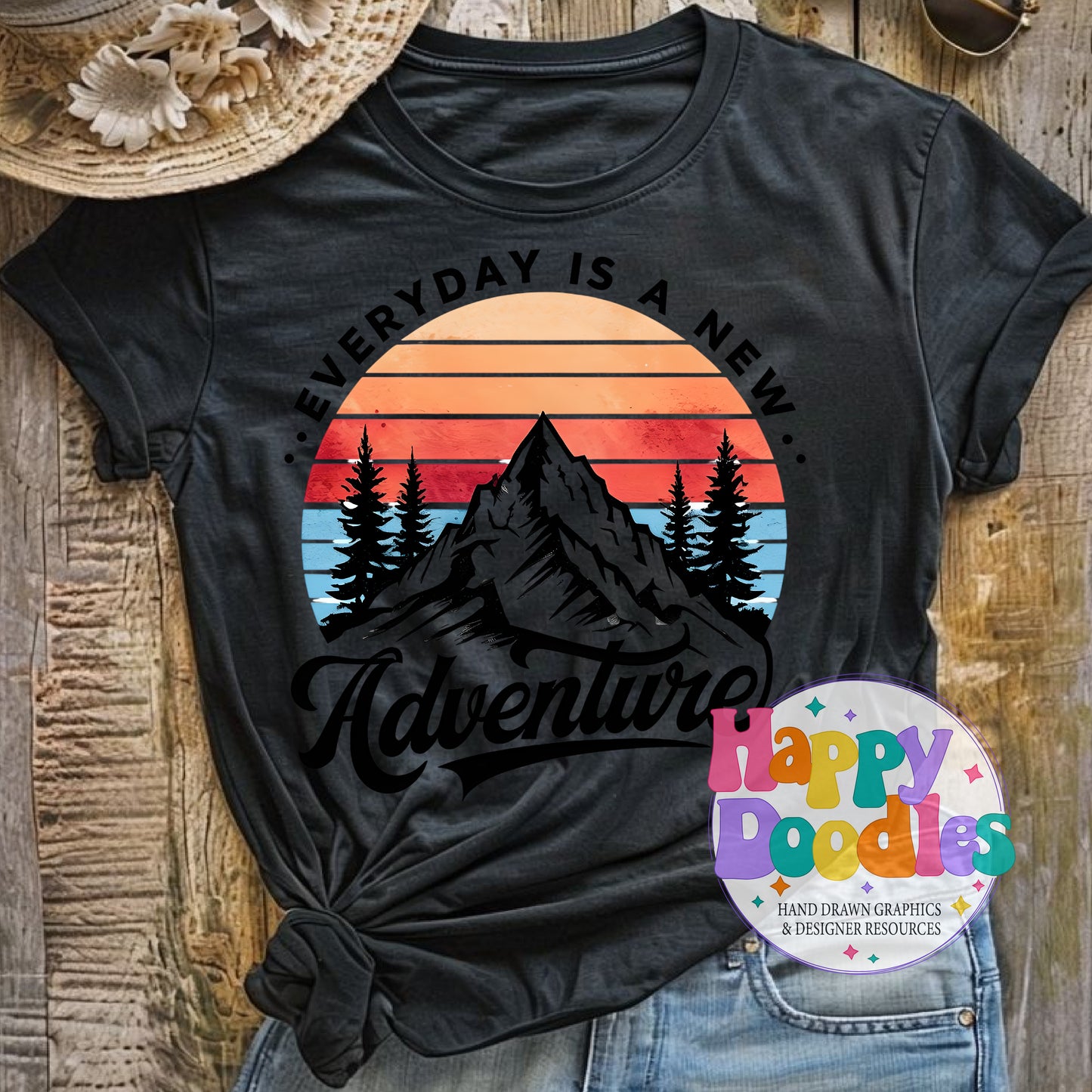 Everyday Is a New Adventure DIY Printable T-Shirt Design - Happy Doodles Designs