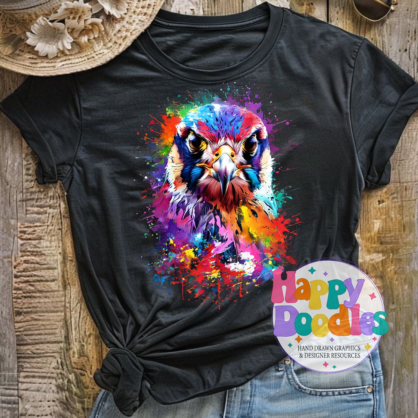 Falcon Paint Splash High Resolution Printable PNG - Happy Doodles Designs