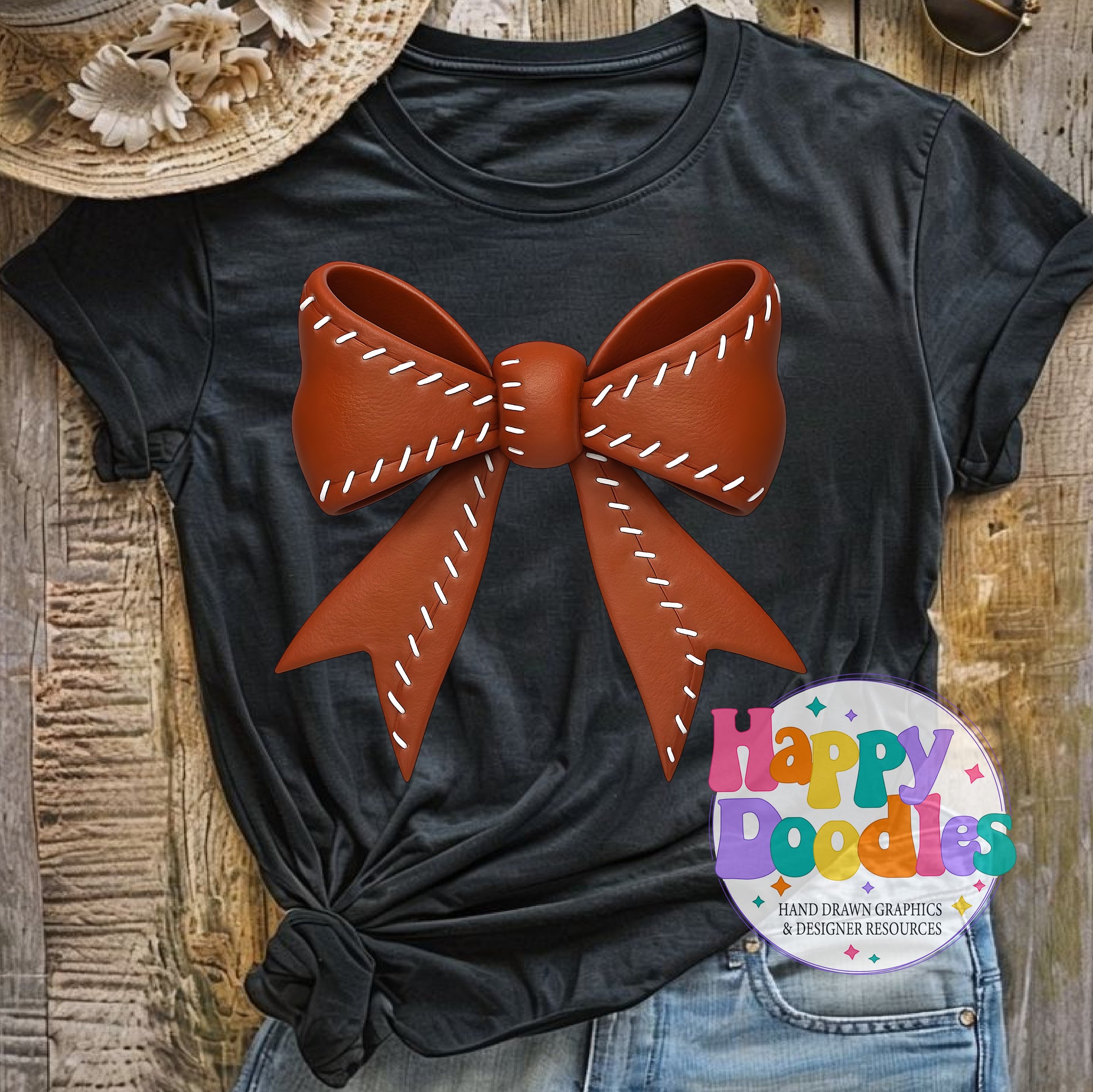 Football Coquette Bow 2 Printable PNG T-Shirt Design - Happy Doodles Designs