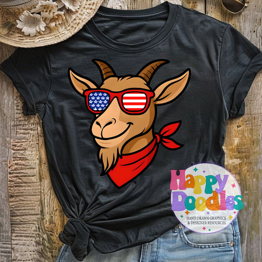 Goat Flag Glasses Printable PNG for Sublimation & Crafts - Happy Doodles Designs