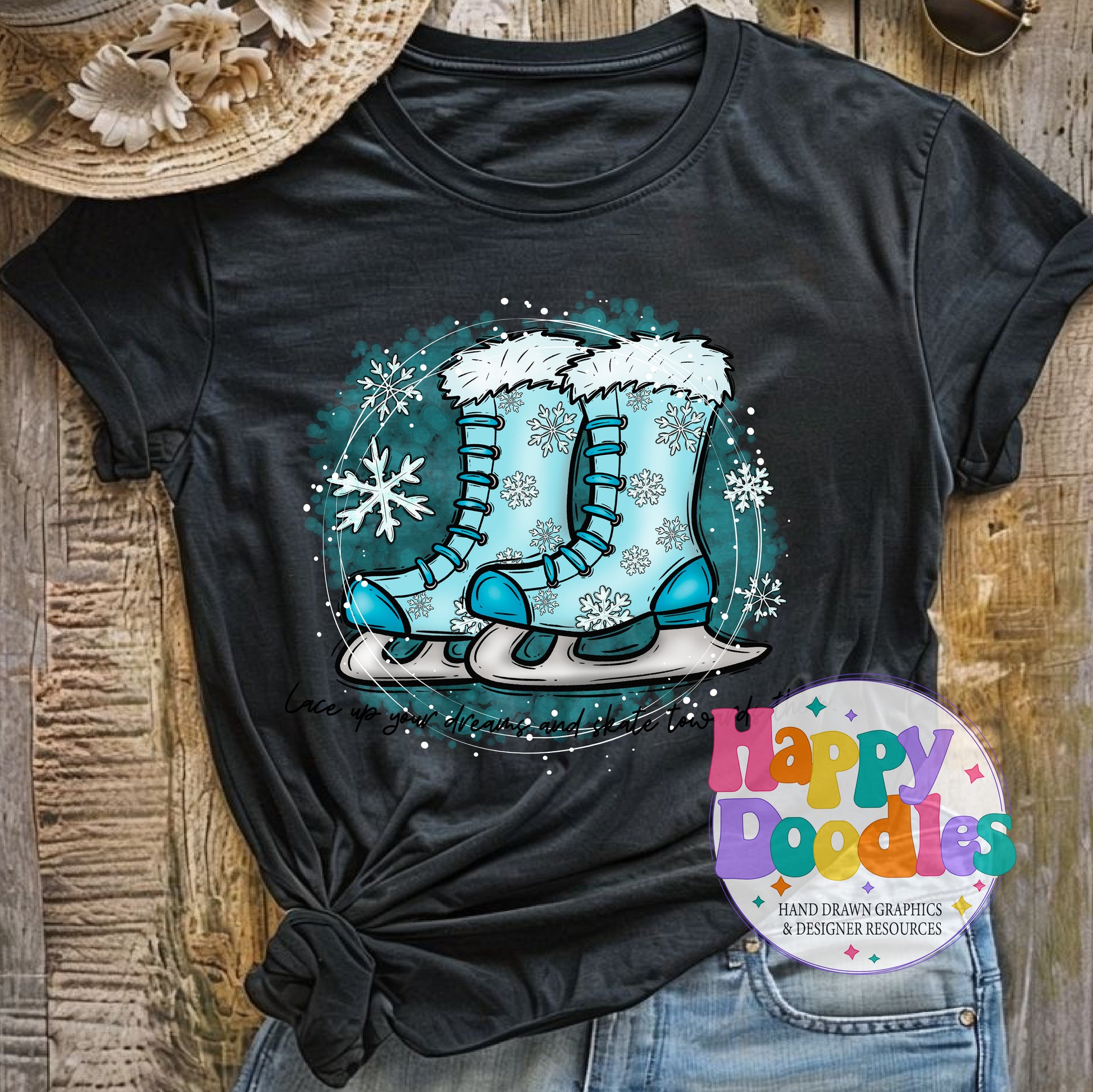 Lace Up Dreams Printable PNG for Sublimation & Crafts - Happy Doodles Designs