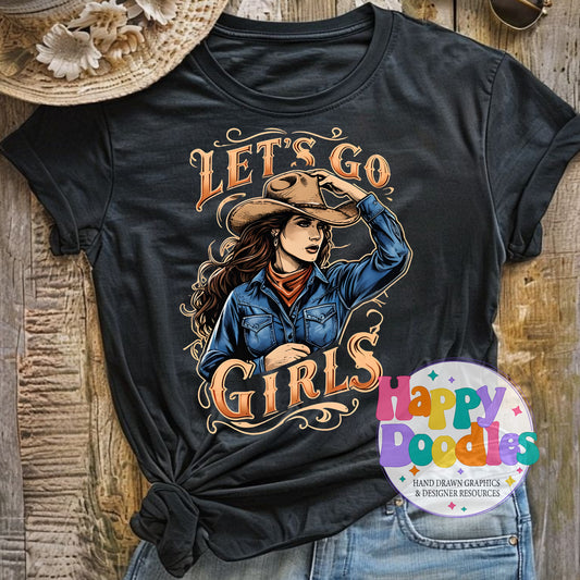 Lets Go Girls T-Shirt Printable PNG Download - Happy Doodles Designs