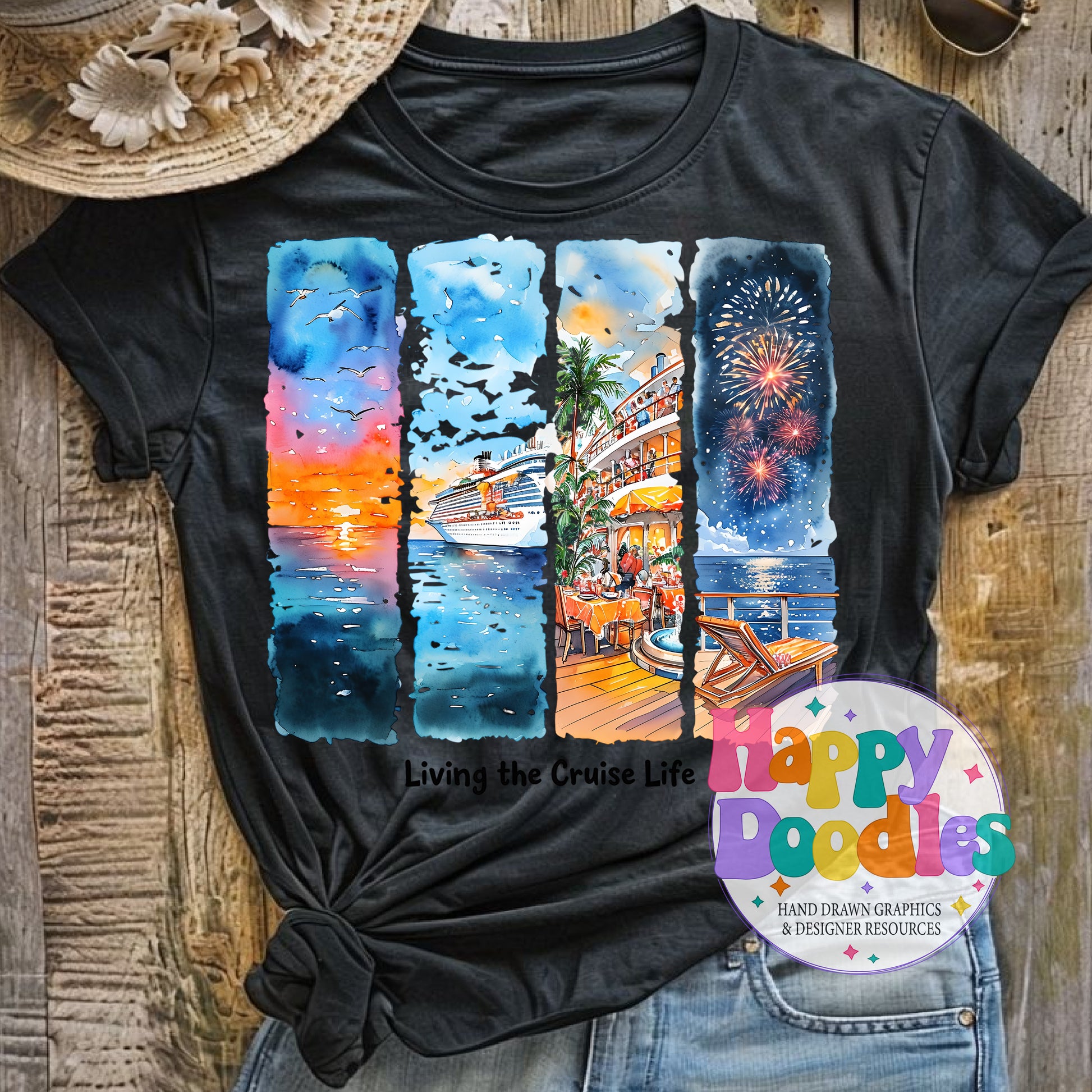 Living the Cruise Life Paint Swatches High Resolution Printable PNG - Happy Doodles Designs