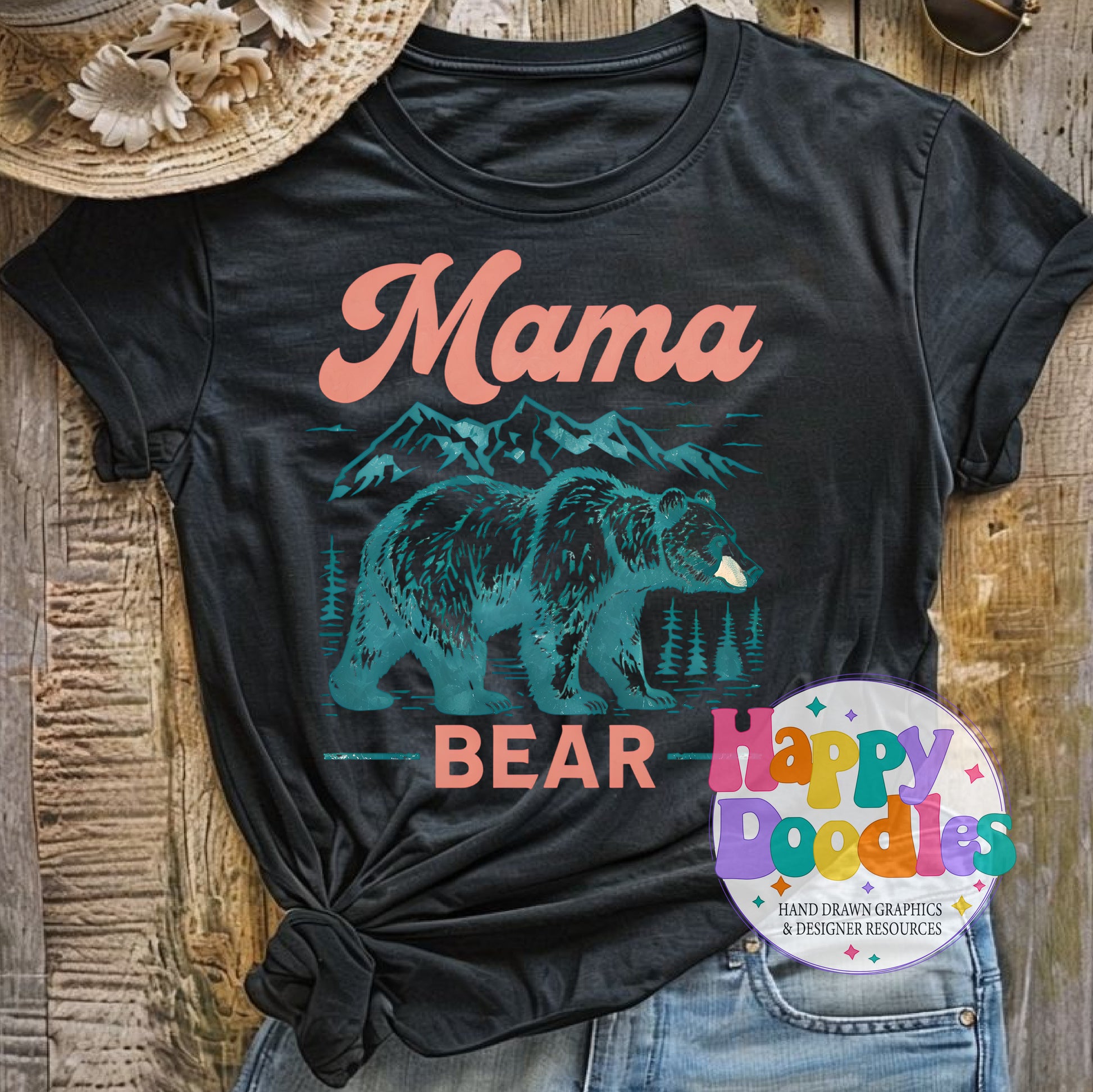 Mama Bear Printable PNG for Sublimation & Crafts - Happy Doodles Designs