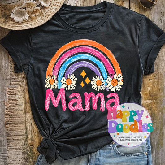 Mama Daisy Rainbow Printable PNG for Sublimation & Crafts - Happy Doodles Designs