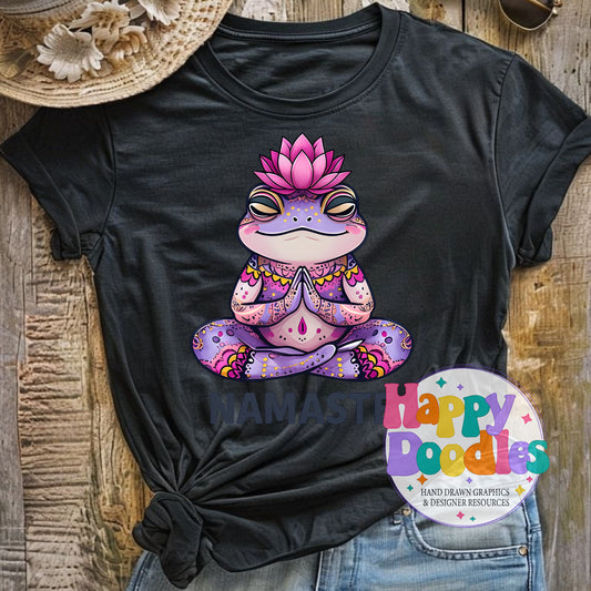 Namaste Frog Printable PNG for Sublimation & Crafts - Happy Doodles Designs
