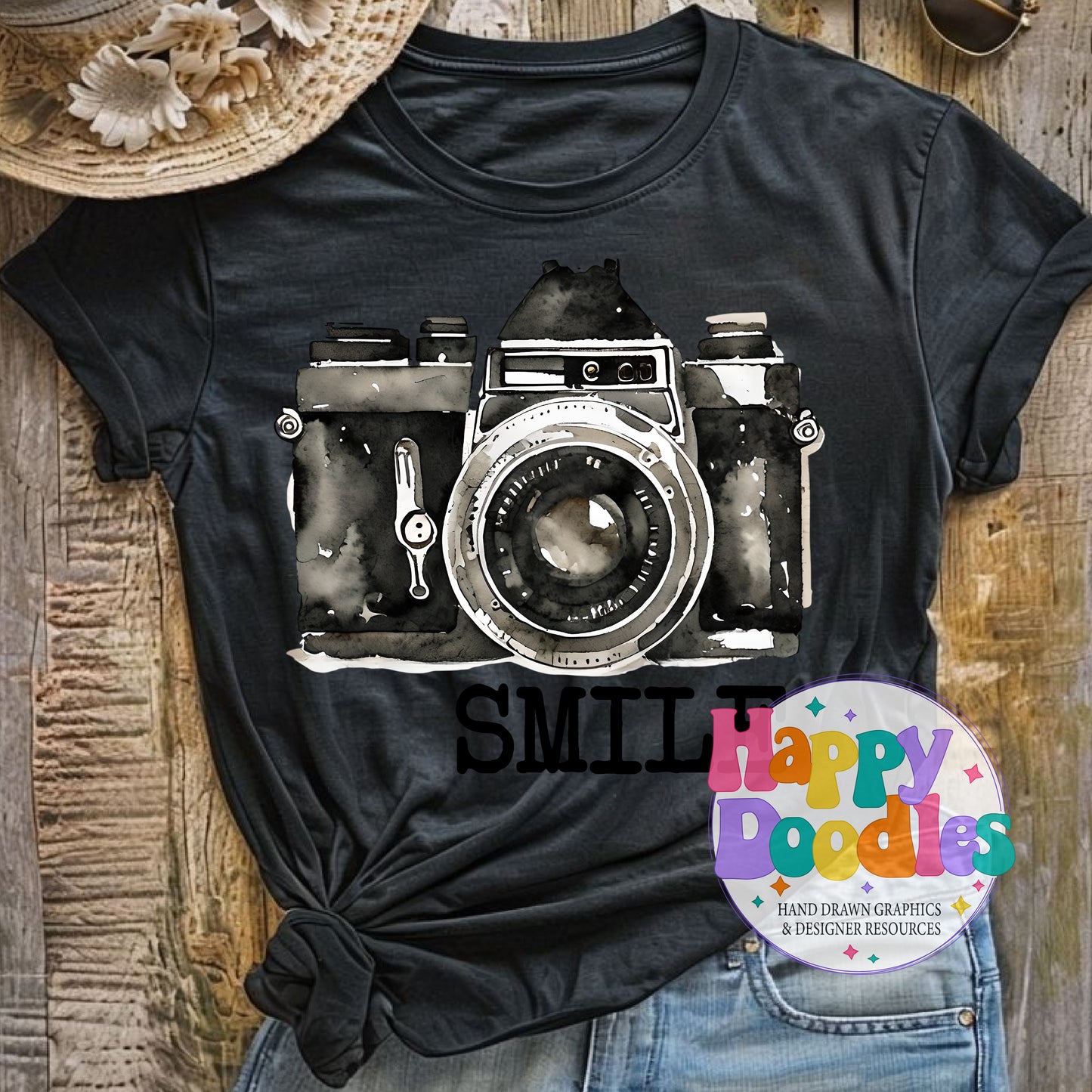 Smile Printable PNG T-Shirt Design - Happy Doodles Designs