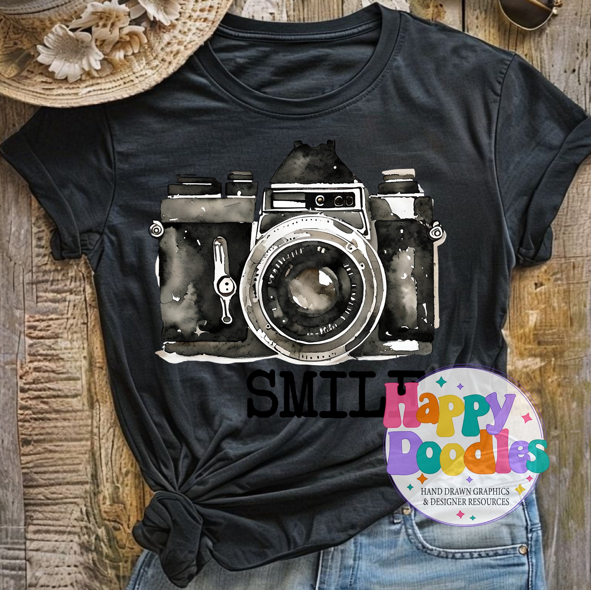 Smile Printable PNG T-Shirt Design - Happy Doodles Designs