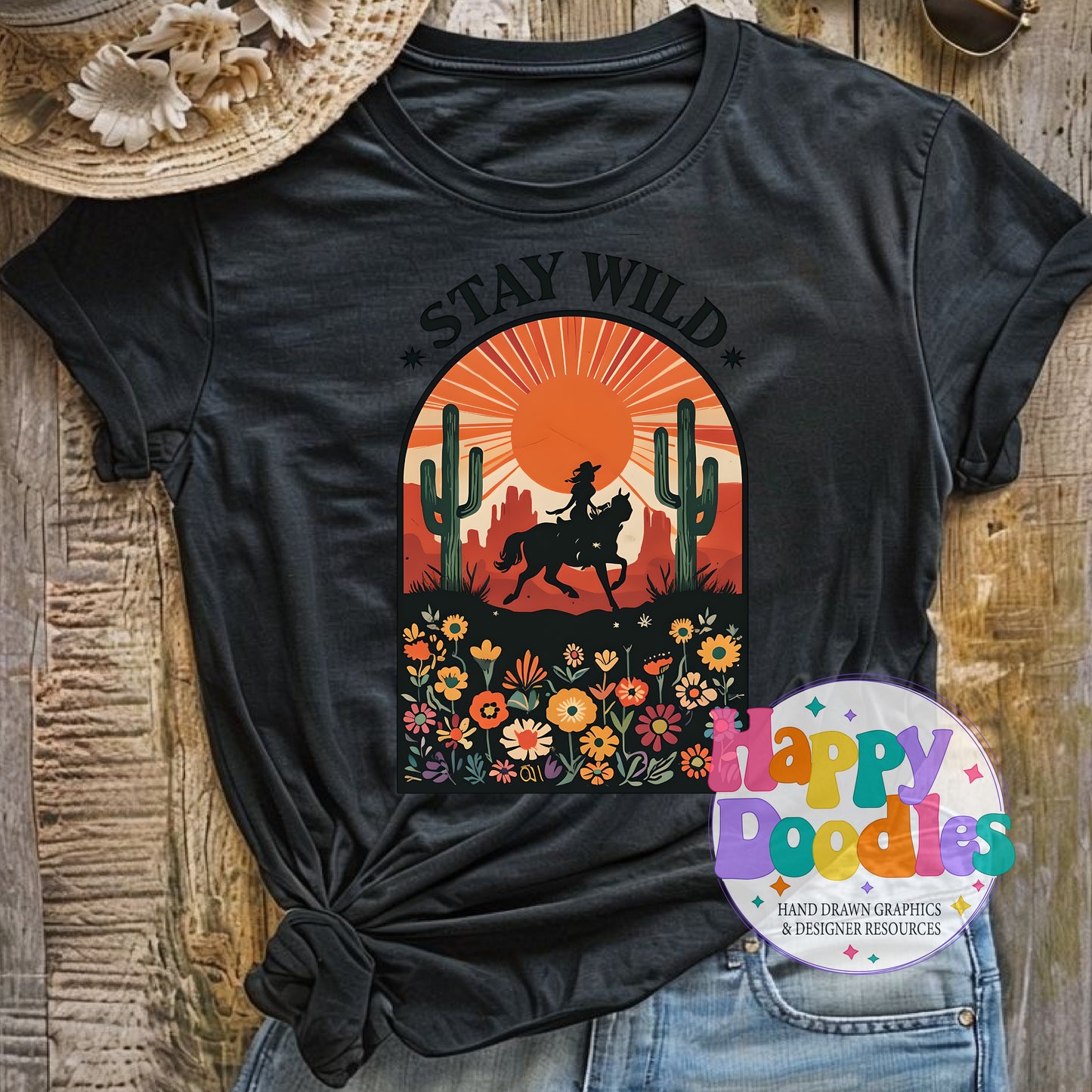 Stay Wild Cowgirl Printable PNG for Sublimation & Crafts - Happy Doodles Designs