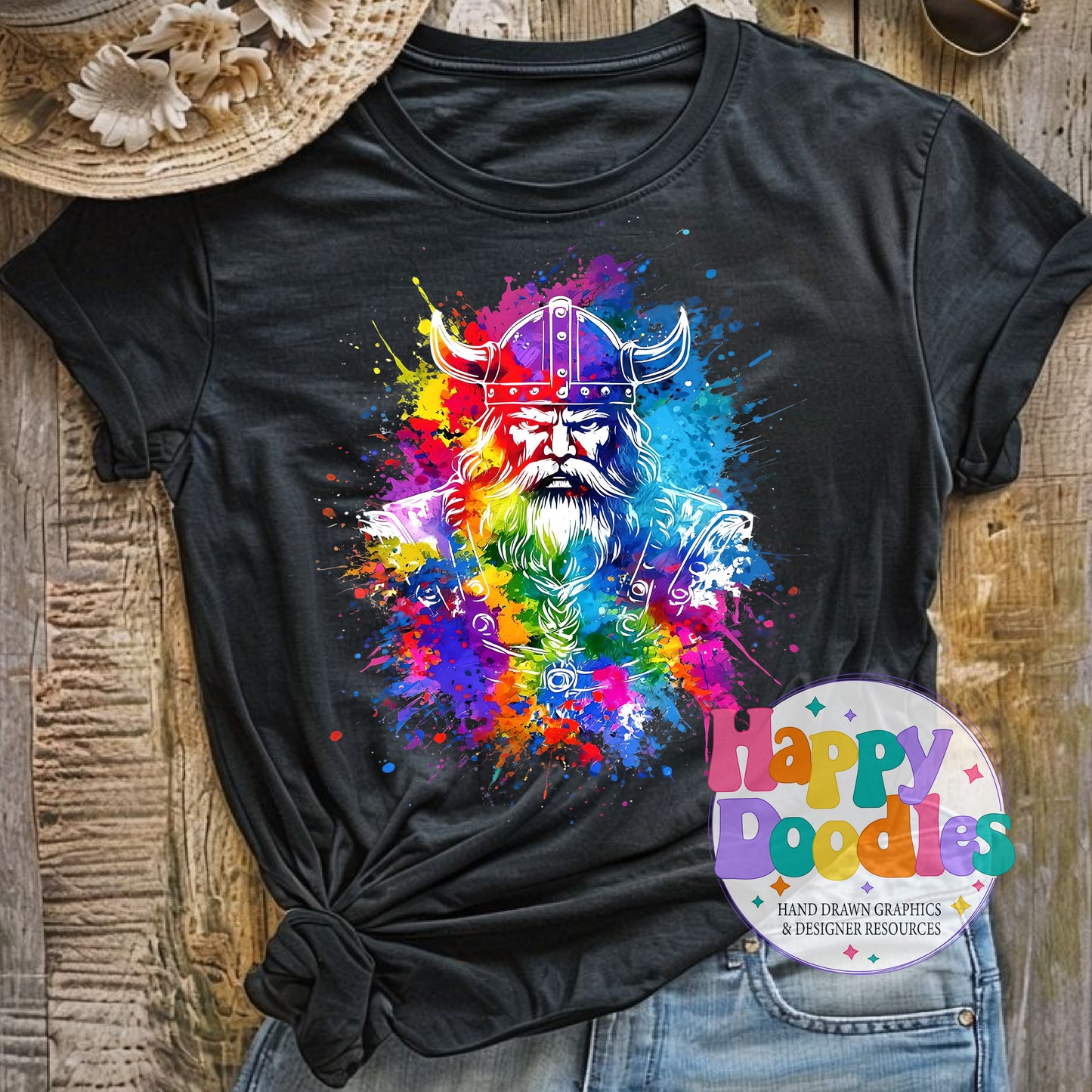 Viking Paint Splash DIY Printable T-Shirt Design - Happy Doodles Designs