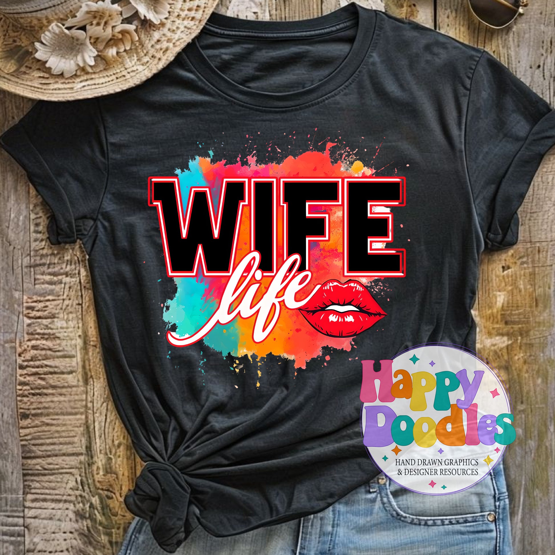 Wife Life T-Shirt Printable PNG Download - Happy Doodles Designs