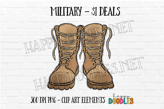 Military Boots - $1 Deal - Hand Drawn Commercial Use Clipart Graphics