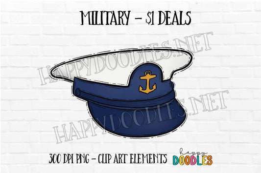 USA Military Hat - $1 Deal - Hand Drawn Commercial Use Clipart Graphics