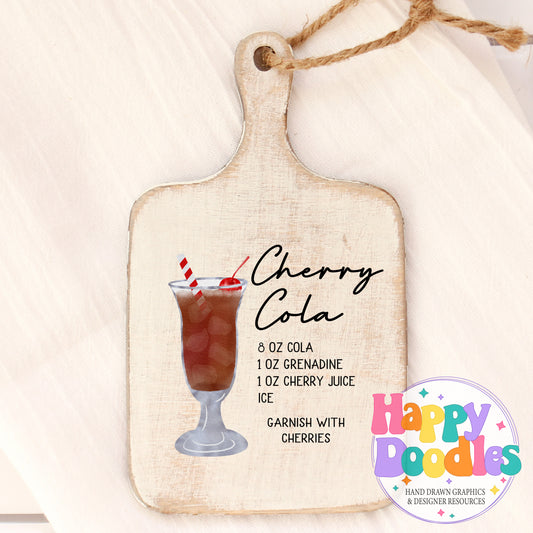 Cherry Cola Recipe Bar Cart Printable PNG - Happy Doodles Designs