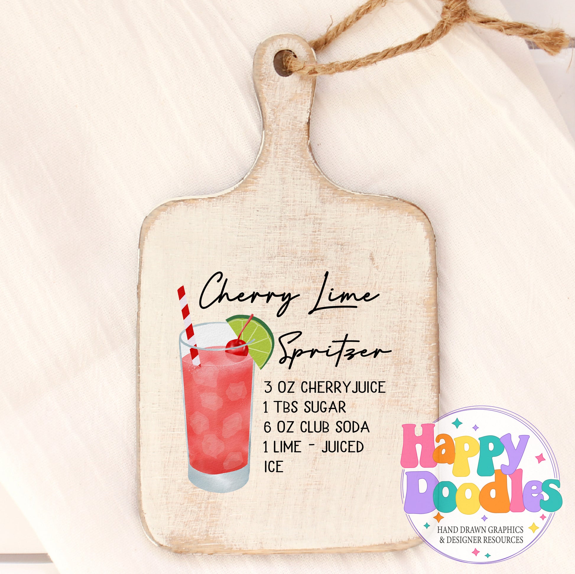 Cherry Lime Spritzer Recipe Kitchen Bar Printable PNG - Happy Doodles Designs