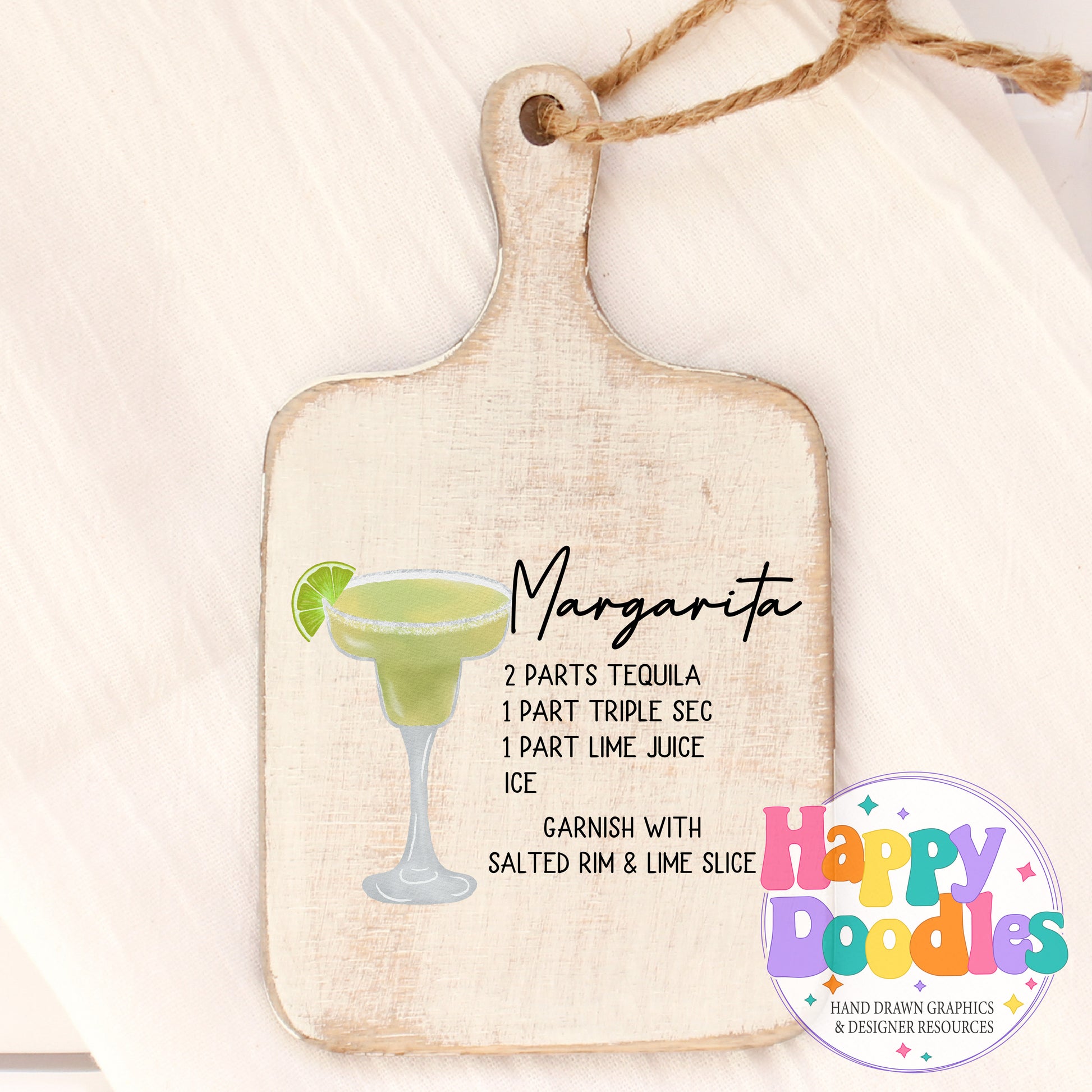Margarita Printable PNG Recipe Card - Happy Doodles Designs