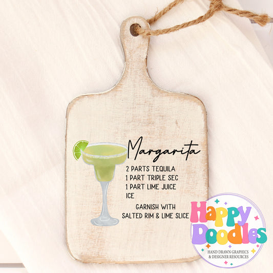 Margarita Printable PNG Recipe Card - Happy Doodles Designs