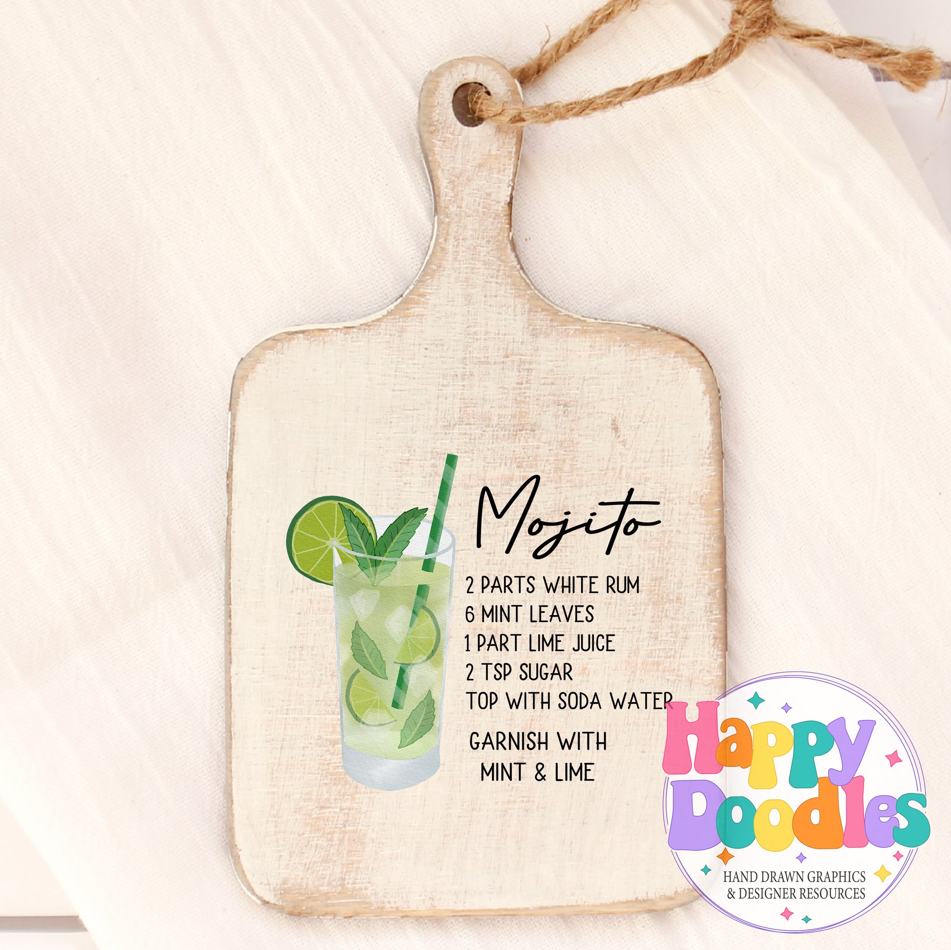 Mojito Bar Cart Printable PNG - Happy Doodles Designs