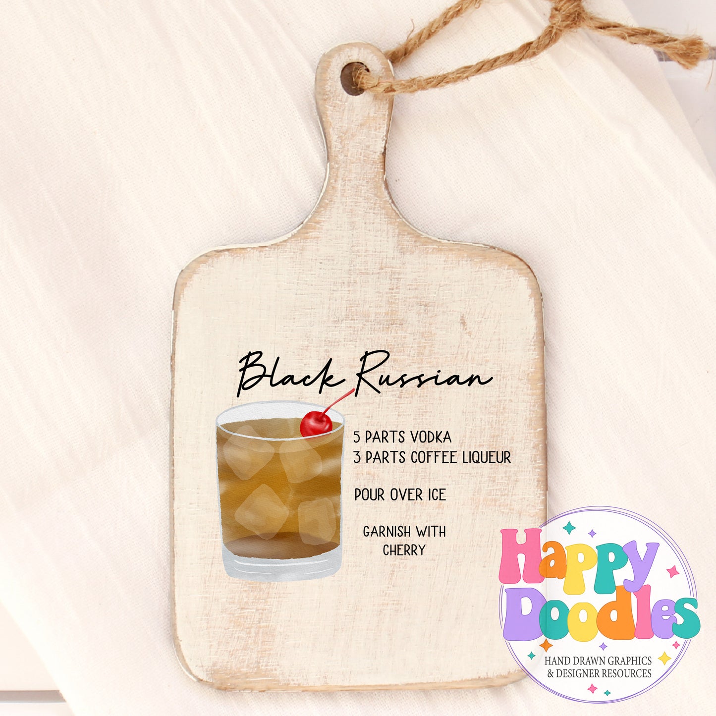 Black Russian Kitchen Bar Printable PNG - Happy Doodles Designs