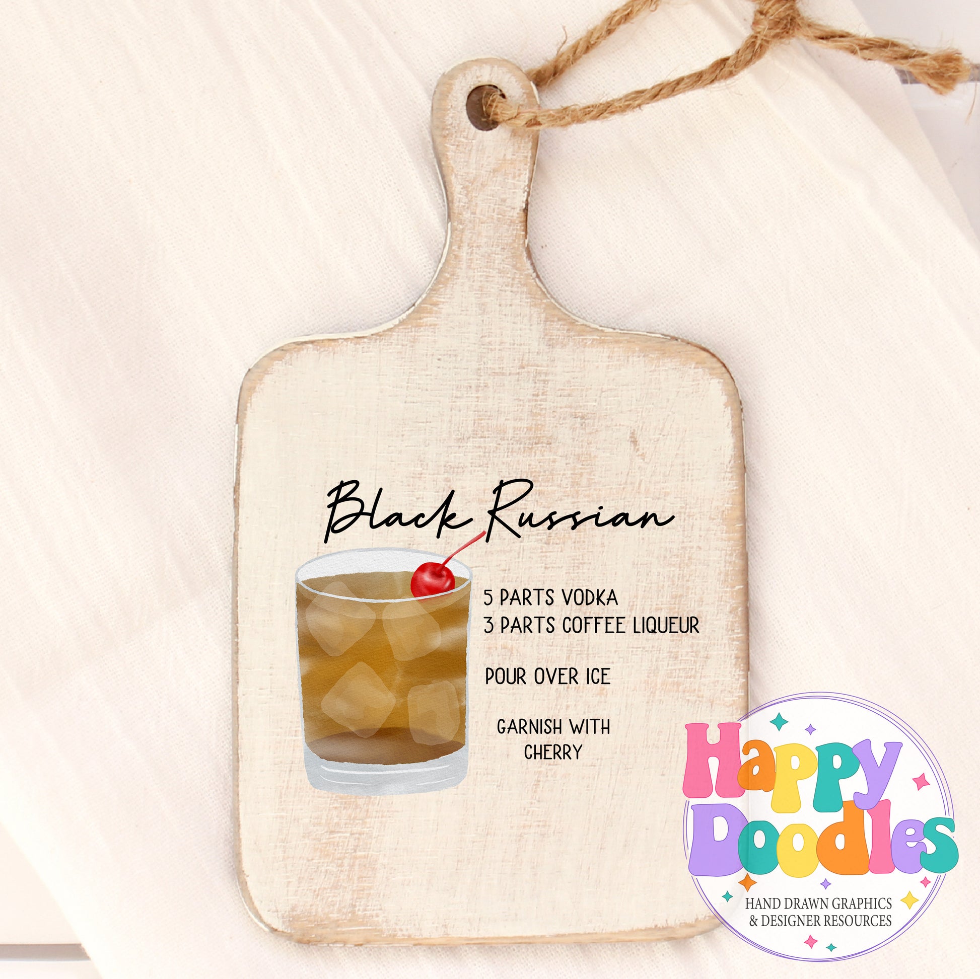 Black Russian Kitchen Bar Printable PNG - Happy Doodles Designs